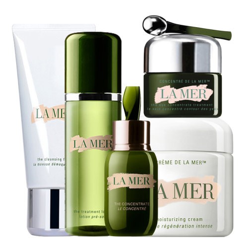 La Mer/海蓝之谜修护赋活五件套(洁面125ml+精萃水150ml+绿眼15ml+经典面霜60ml+浓缩精华50ml)新老款随机发货（化妆品）