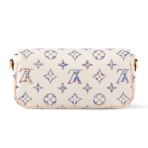 【包税】LV/路易威登 女士米白色织物品牌LOGO提花磁扣开合单肩包M83499