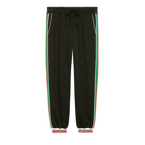 【服装】GUCCI/古驰 男士黑色GG提花平纹针织运动裤663569XJDE91043