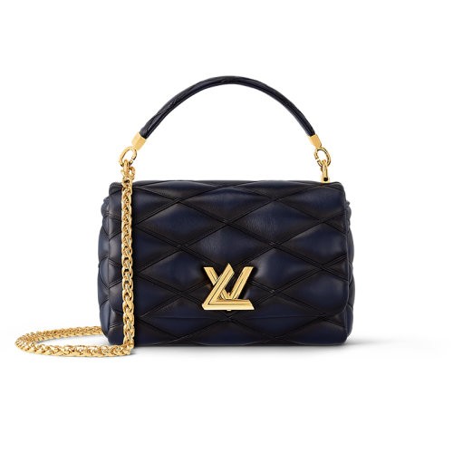 【新品包包】LV/Louis Vuitton/路易威登 23新款 女士中号海军蓝色菱形绗缝羊皮革扭锁翻盖单肩包 M23682
