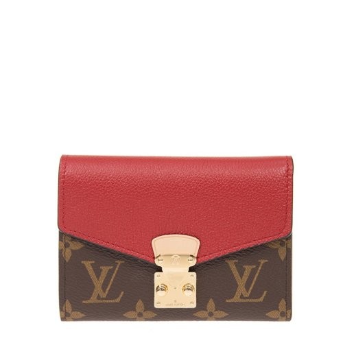 【新品包包】Louis Vuitton/路易威登 Pallas女士涂层帆布棕红色短款钱包（04促销产品）