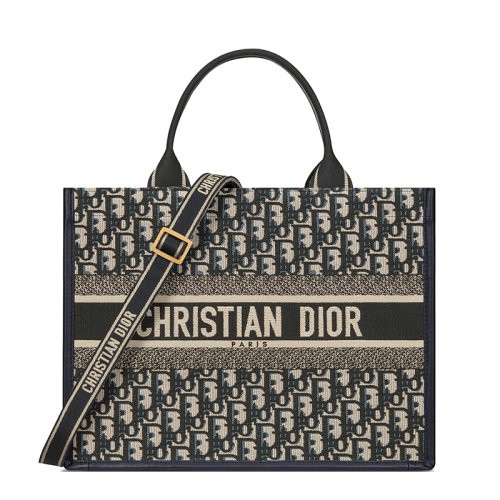 DIOR/迪奥24新款 Book Tote女士中号深蓝色牛皮印花手提包M1324CZBB_M928（新品包包）